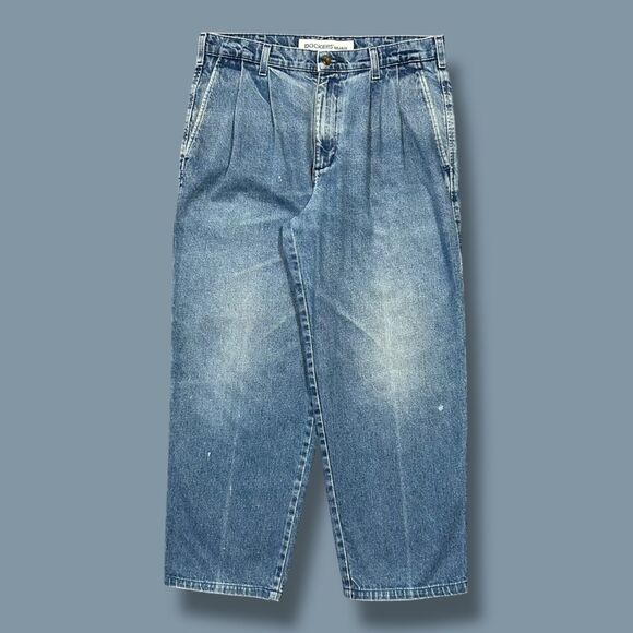 Vintage Dockers Khakis Denim Jeans Faded Blue Mens Pants 90s y2k 33x26 - Picture 1 of 13